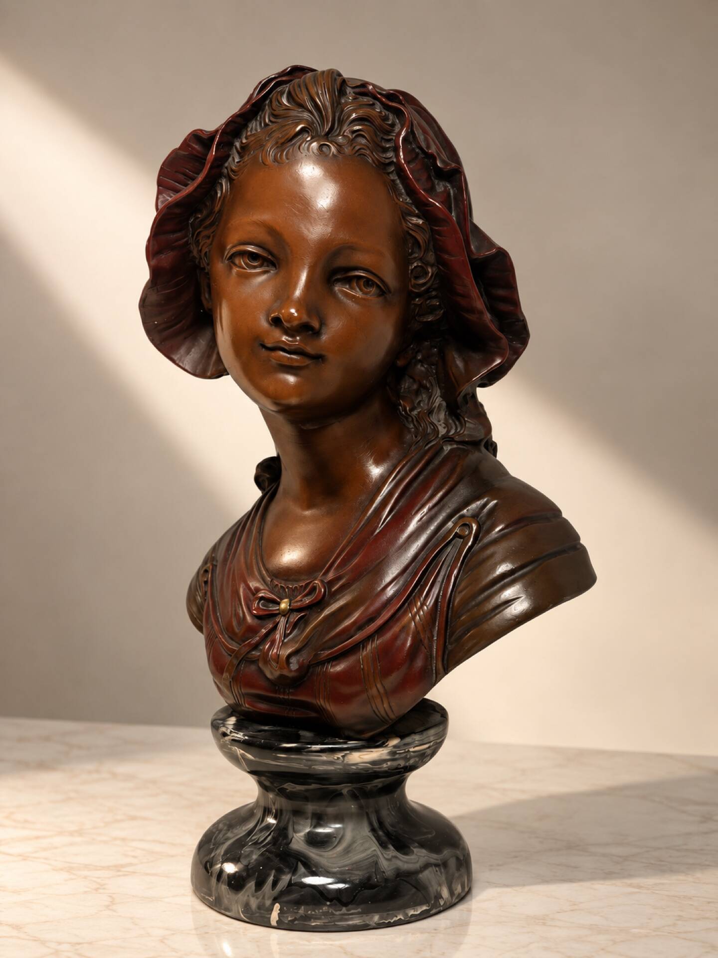Bust of a woman 40 cm – Art Nouveau style – bronze effect finish