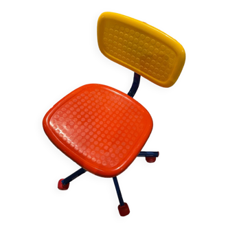 Rare chaise de bureau originale à roulettes multicolore vintage 80s par Knut et Hagberg - Ikea