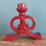 Art Deco ceramic candlestick, burgundy