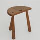 2 vintage solid wood half-moon tripod stools, circa 1950
