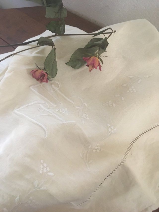 Old linen sheet monogrammed A M