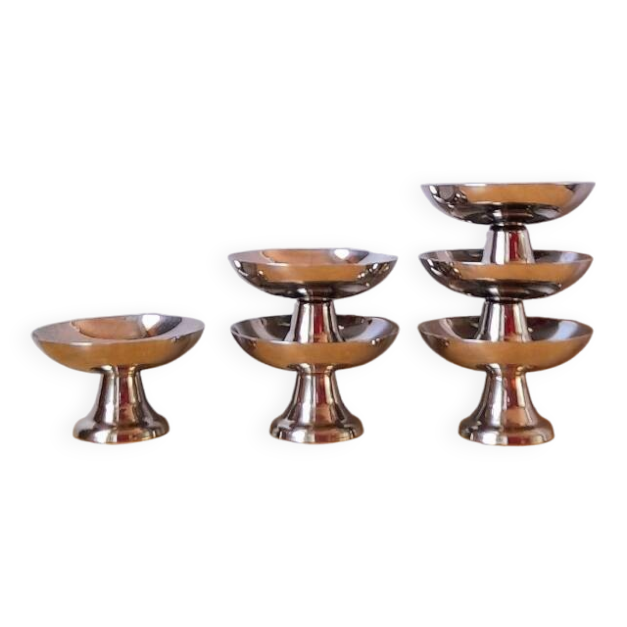 Stainless steel ice cream or dessert cups, 1970.