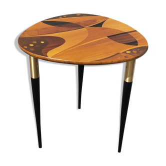 Scandinavian side table in marquetry Svensk Möbelindustri Bodafors