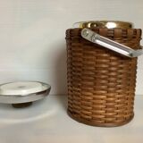 Old wicker rattan ice bucket