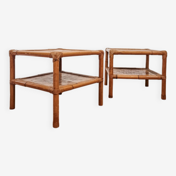 Pair of bamboo bedside tables