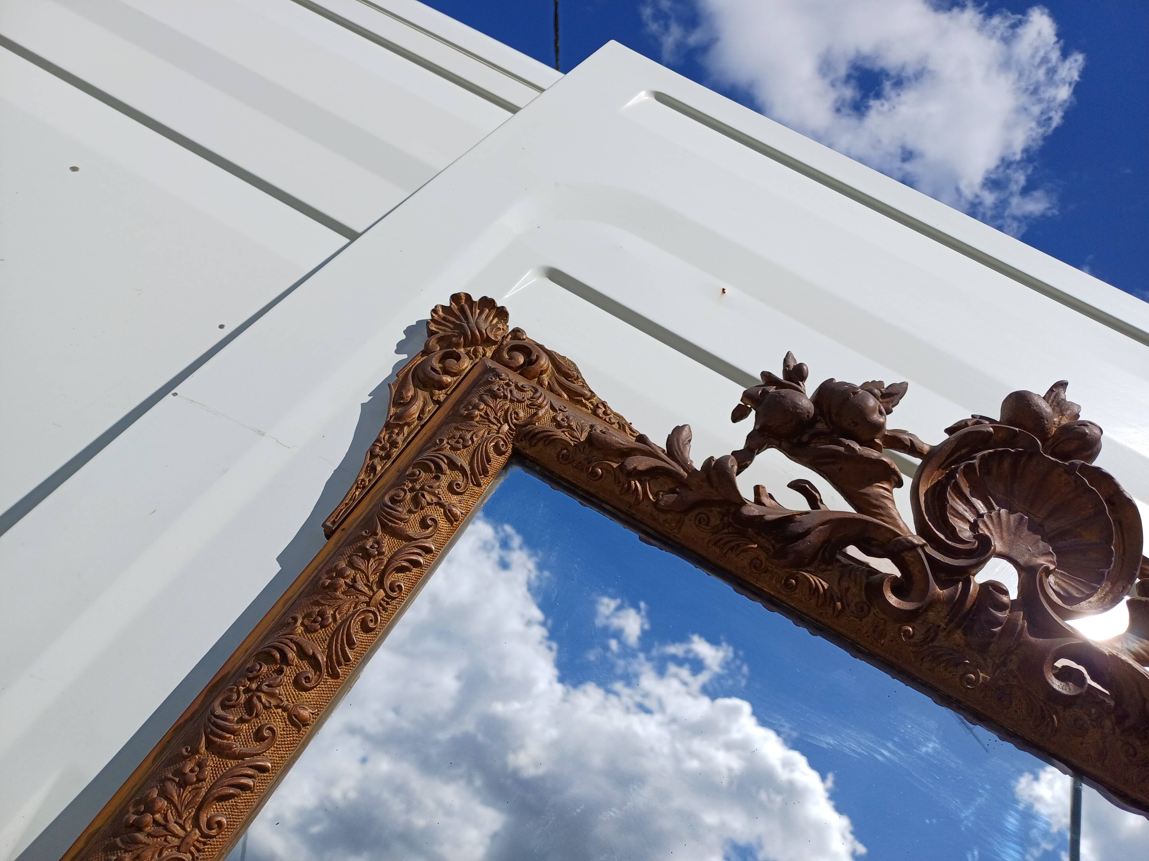 Miroir de Cheminée 19 éme en Bois et Stuk Doré