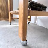 1980 pine wheeled console table