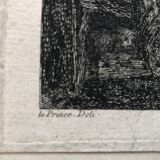 18th century forged water engraving children on the farm engraved by le prince circa 1750, printer basan n° 12
