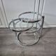 vintage coffee table leitmotiv style design 70 chrome and glass 3 shelves