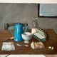 Oil painting on cardboard old still life