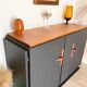 Buffet vintage noir mat et bois brut