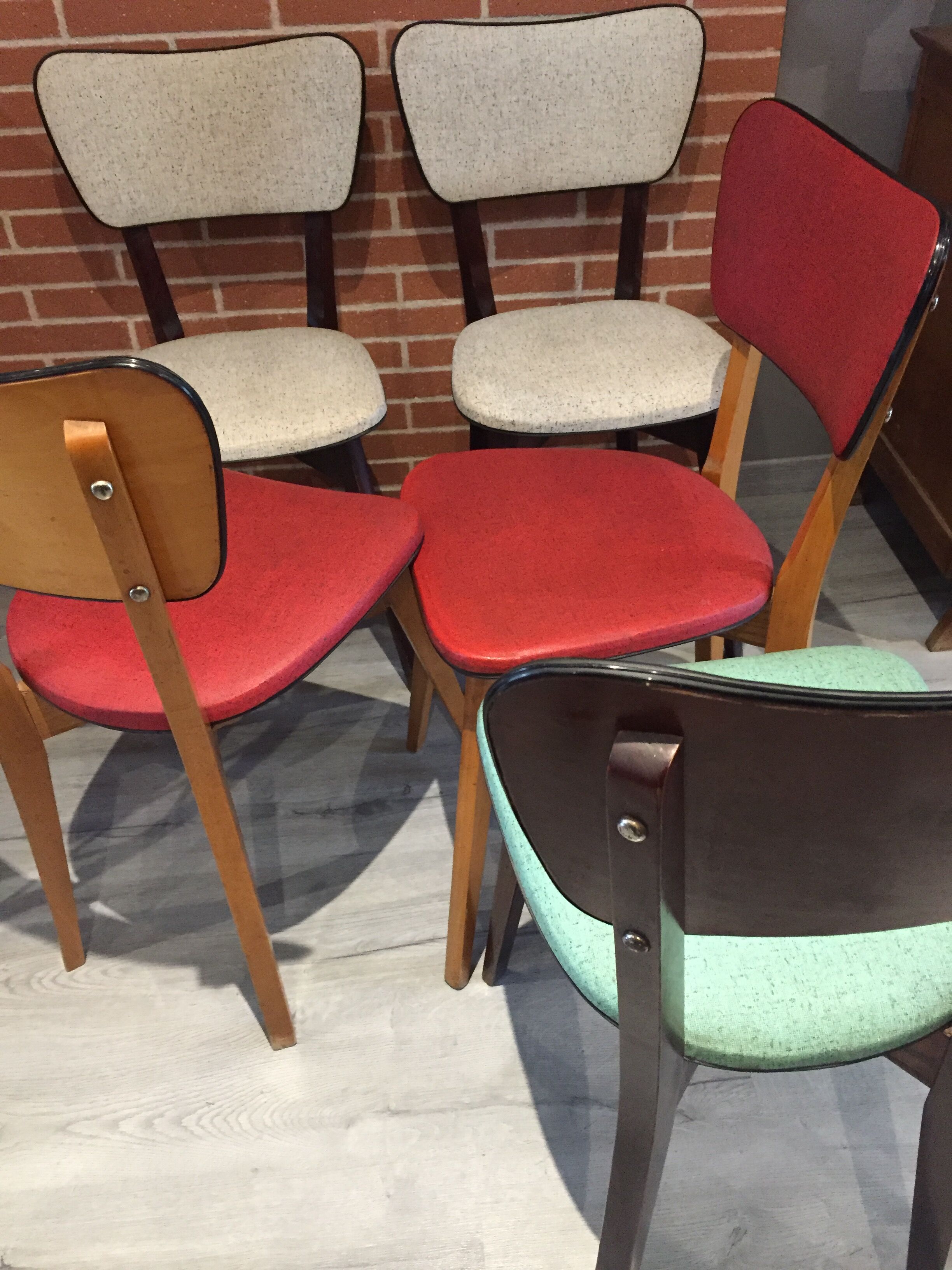 Suite of 6 vintage faux chairs