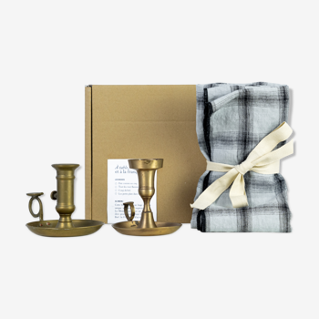 2 candle holders and 2 tea towels — All fire all flame #59