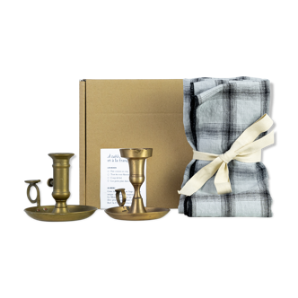 2 candle holders and 2 tea towels — All fire all flame #59
