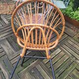 Fauteuil corbeille en rotin vintage