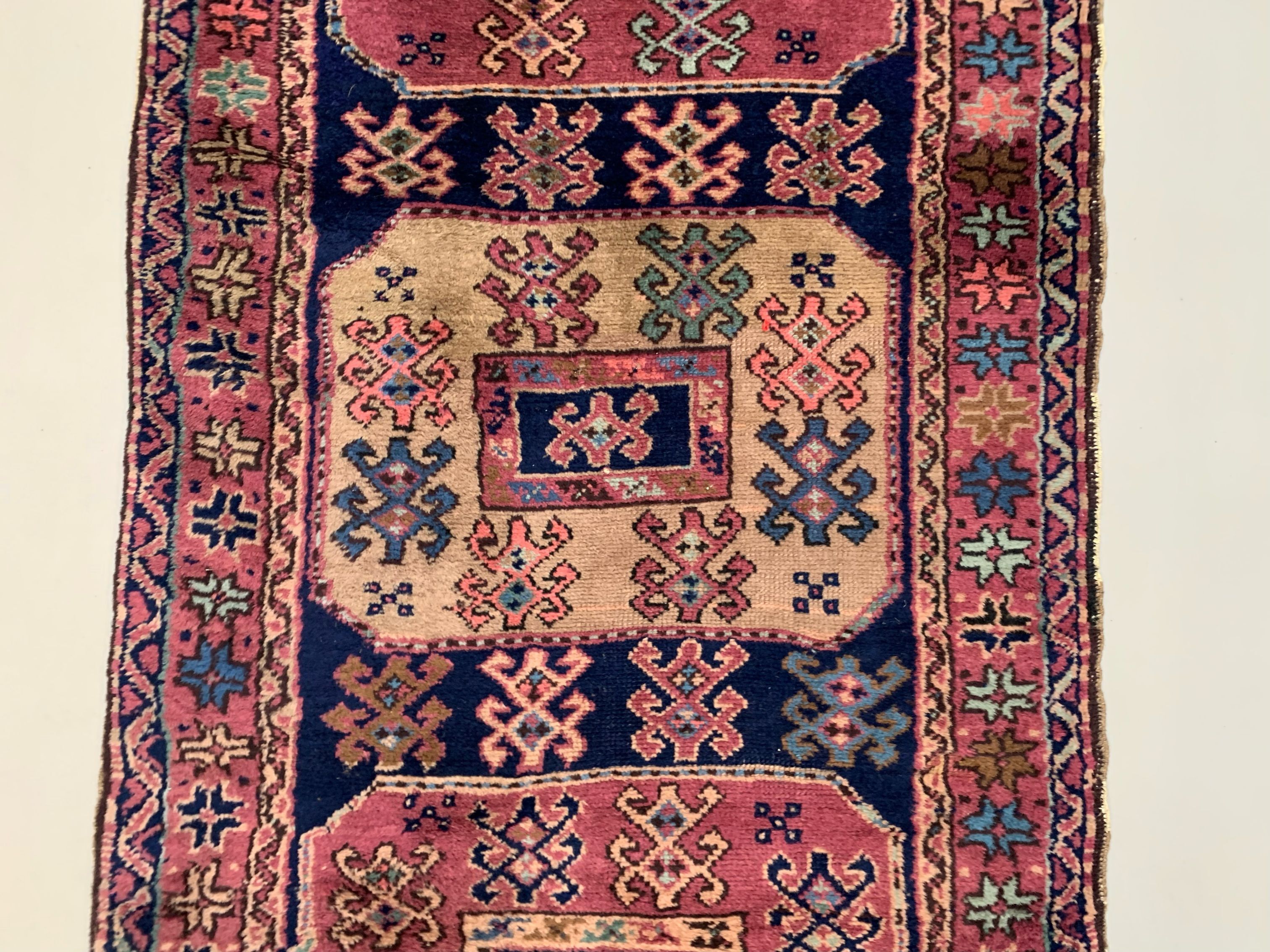 Antique azeri runner 483x84 cm, kazak, caucasian wool rug tribal handmade