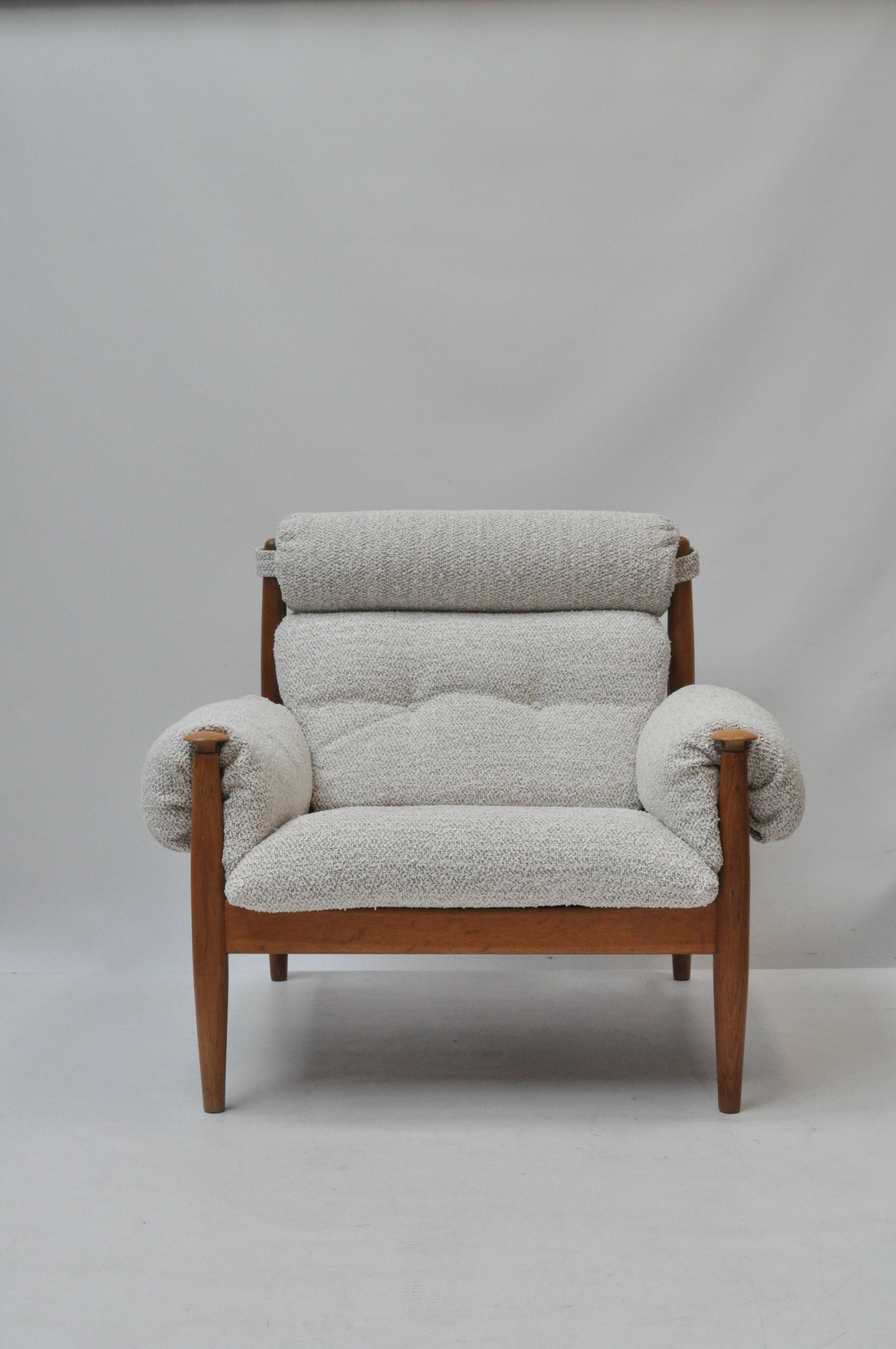 Scandinavian Lounge Armchair by Eric Merthen, 1960s – Reupholstered in Whit