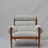Scandinavian Lounge Armchair by Eric Merthen, 1960s – Reupholstered in Whit
