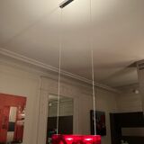 Duplex pendant lamp - Fontana Arte red plexiglass by Carlo Tamborini