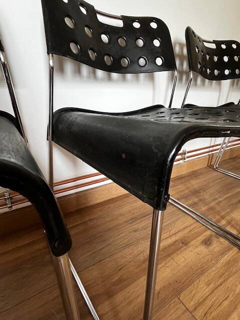 Set of 4 Black Omstak Chairs by Rodney Kinsman for Bieffeplast