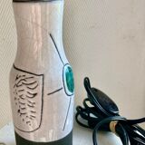 Polychrome enamelled ceramic lamp base with abstract decoration signed Jacques Innocenti