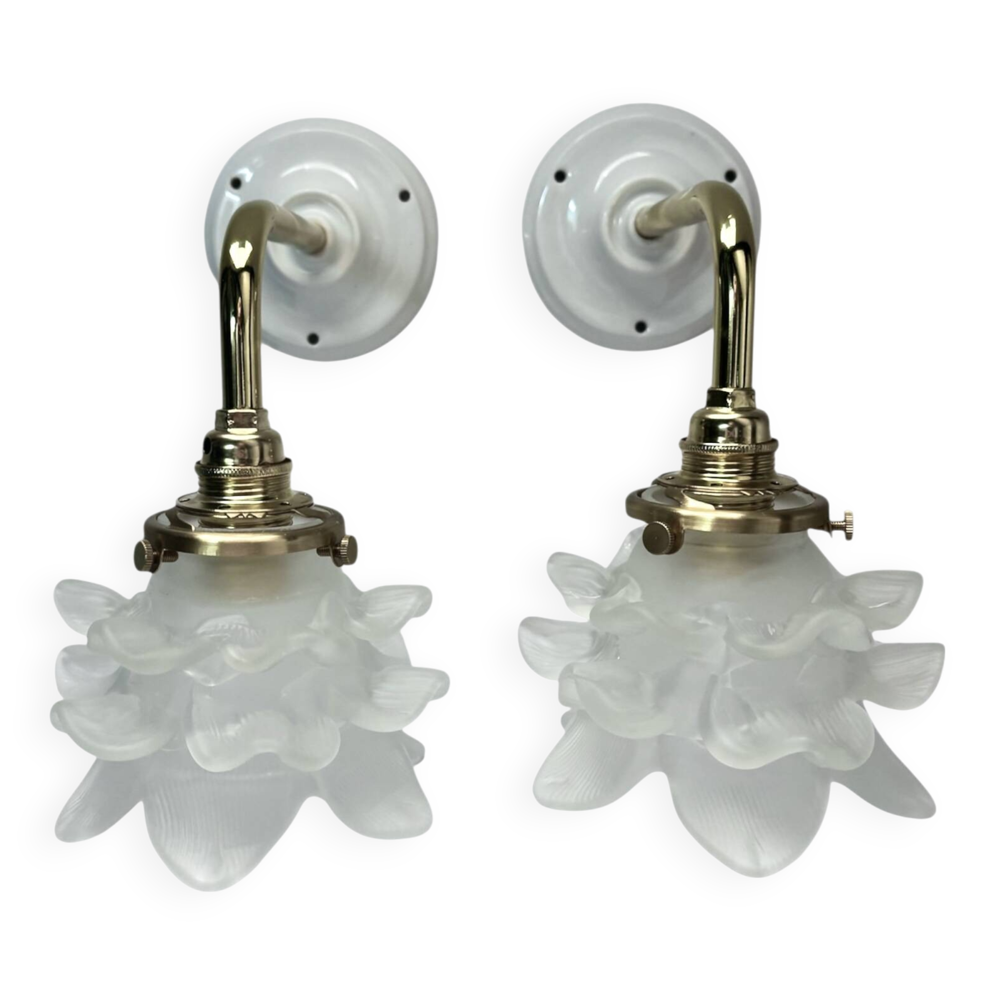 Pair of tulip flower wall lights
