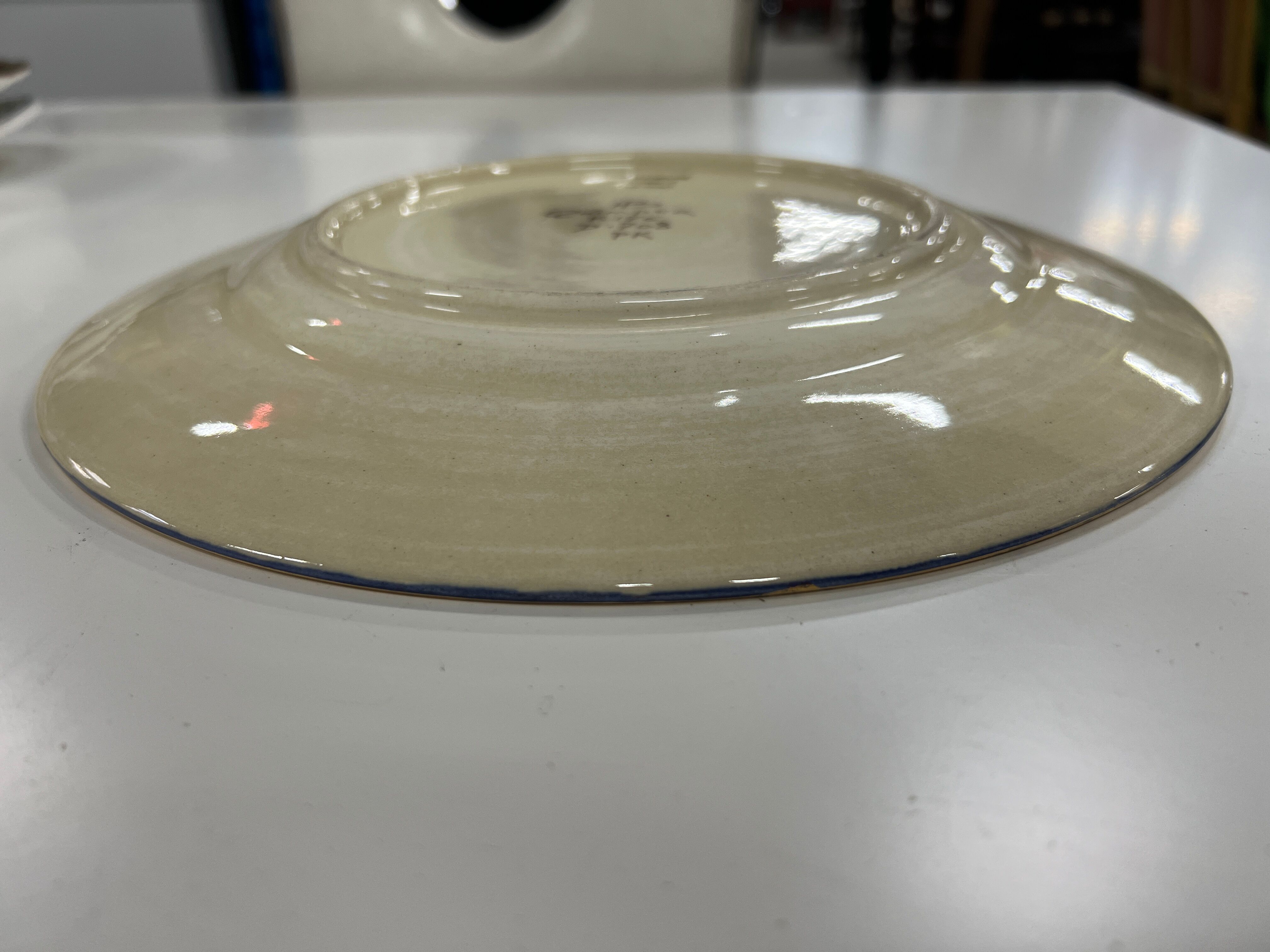 decorative plate enamelled vintage in earthenware HB Quimper