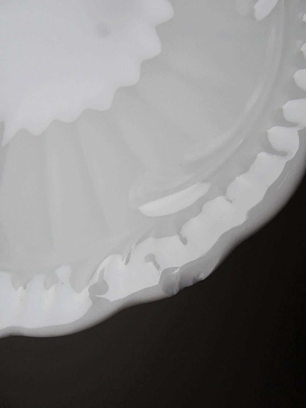 Vintage duo of Chastagner Limoges serving dishes, white rocaille porcelain.