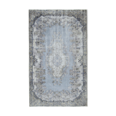 Hand-knotted distressed oriental 1980s 158 cm x 267 cm grey carpet