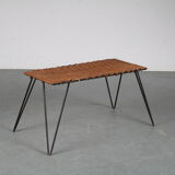Table basse en osier des années 1950 des Pays-Bas