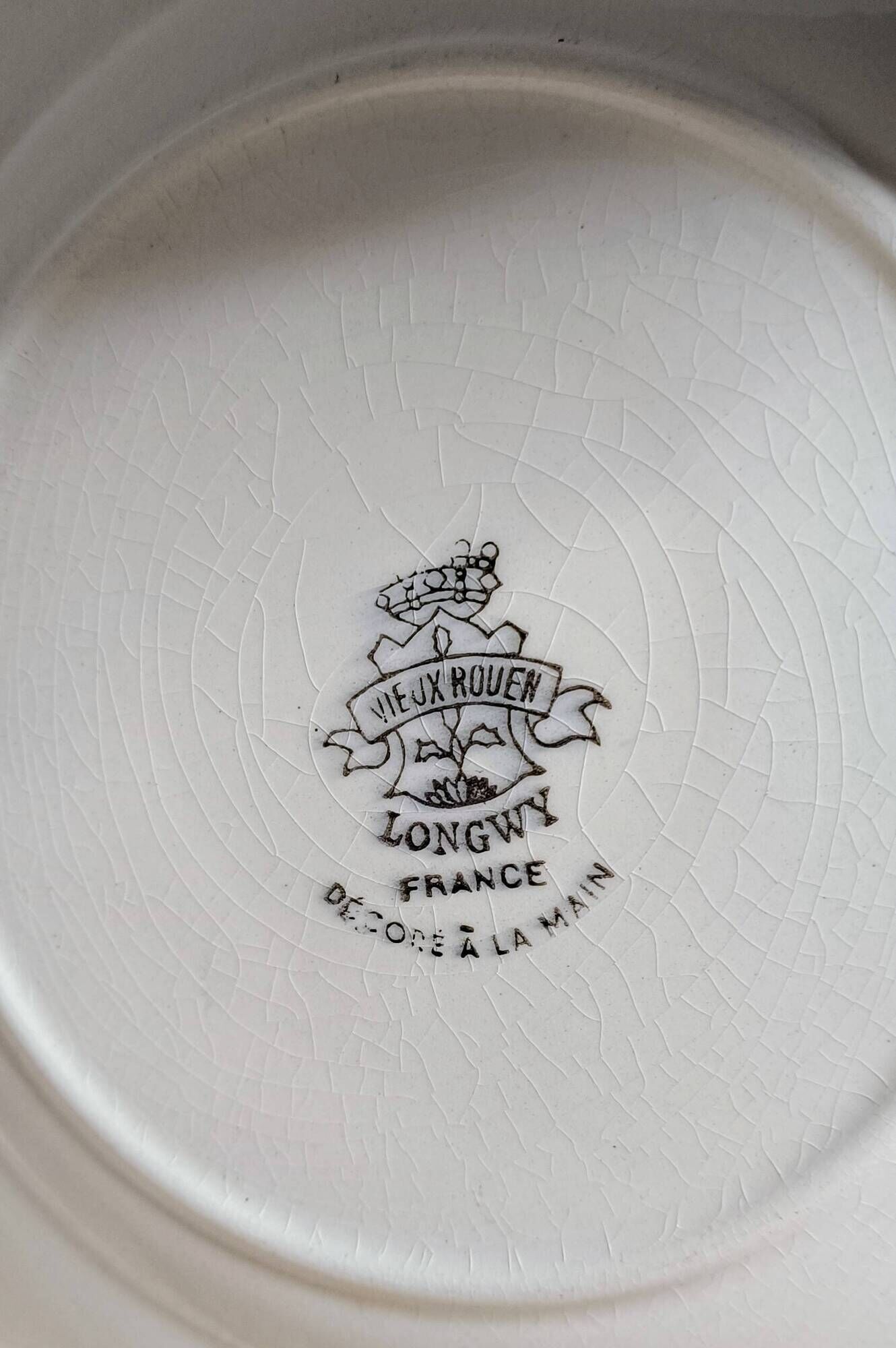 Set of 6 large flat plates Longwy Vieux Rouen vintage
