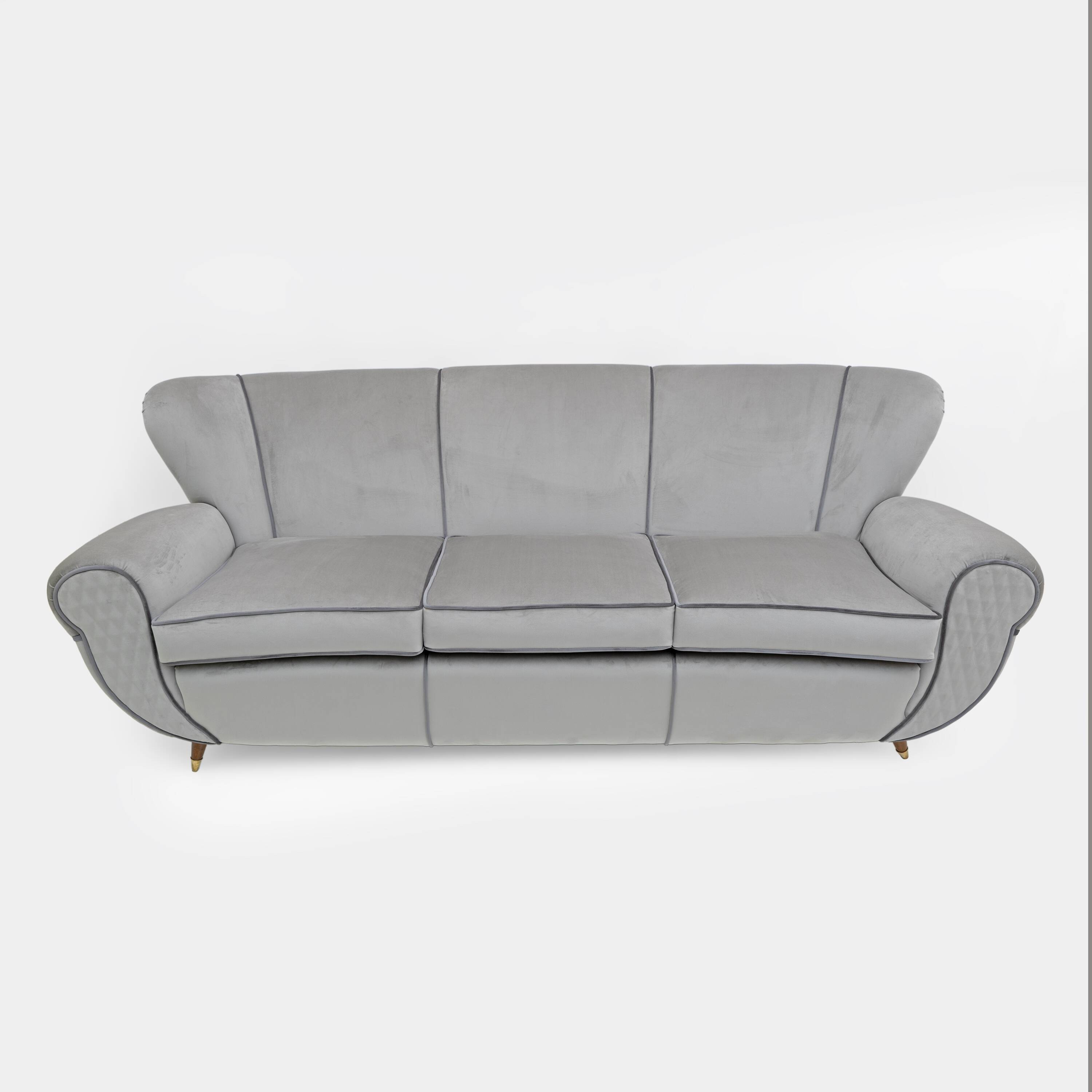 Attributed Guglielmo Ulrich Art Deco Italian Velvet Sofa, 1940s