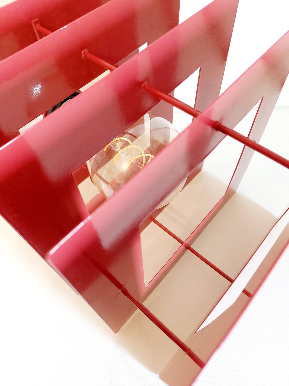 Designer red metal pendant light