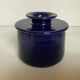 Blue stoneware water butter dish