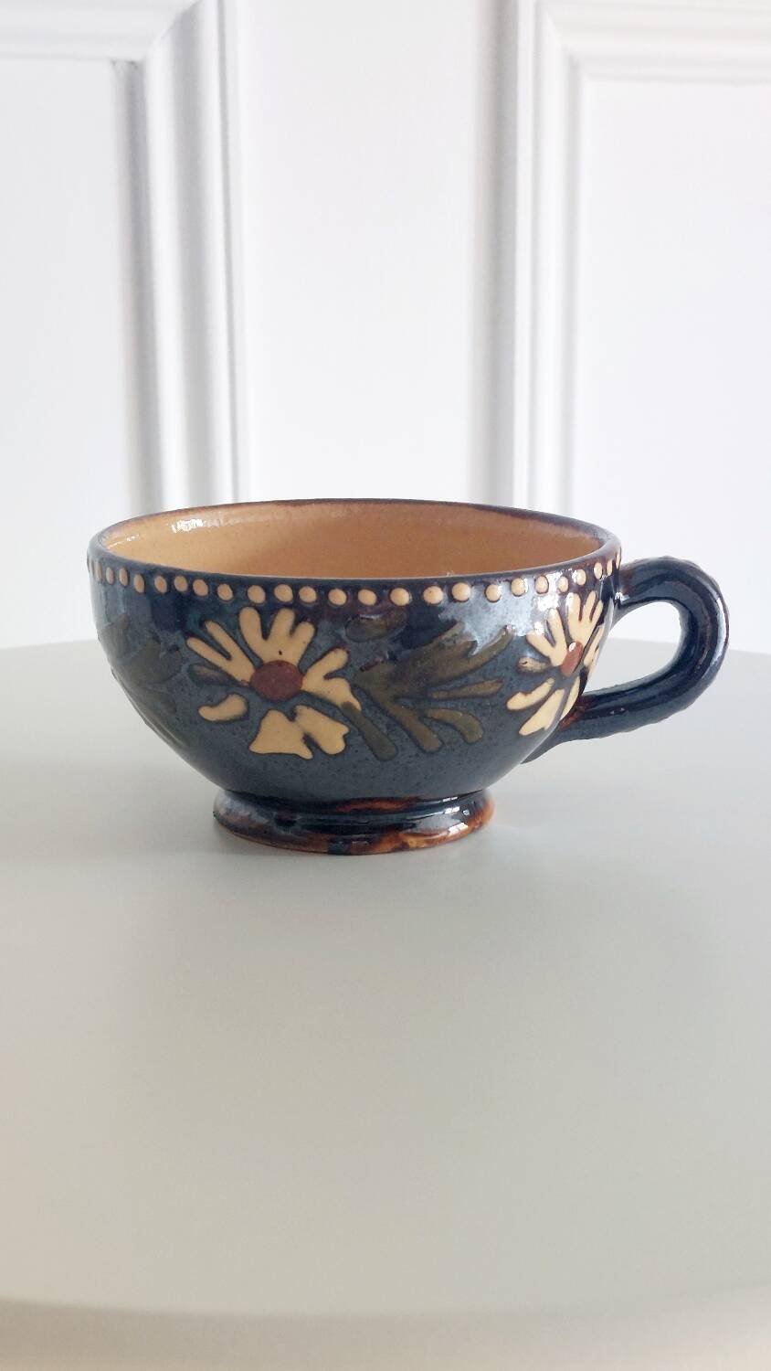 Antique Alsatian pottery cup