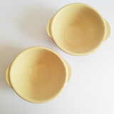 Duo of vintage Emile Henry cognac ear bowls