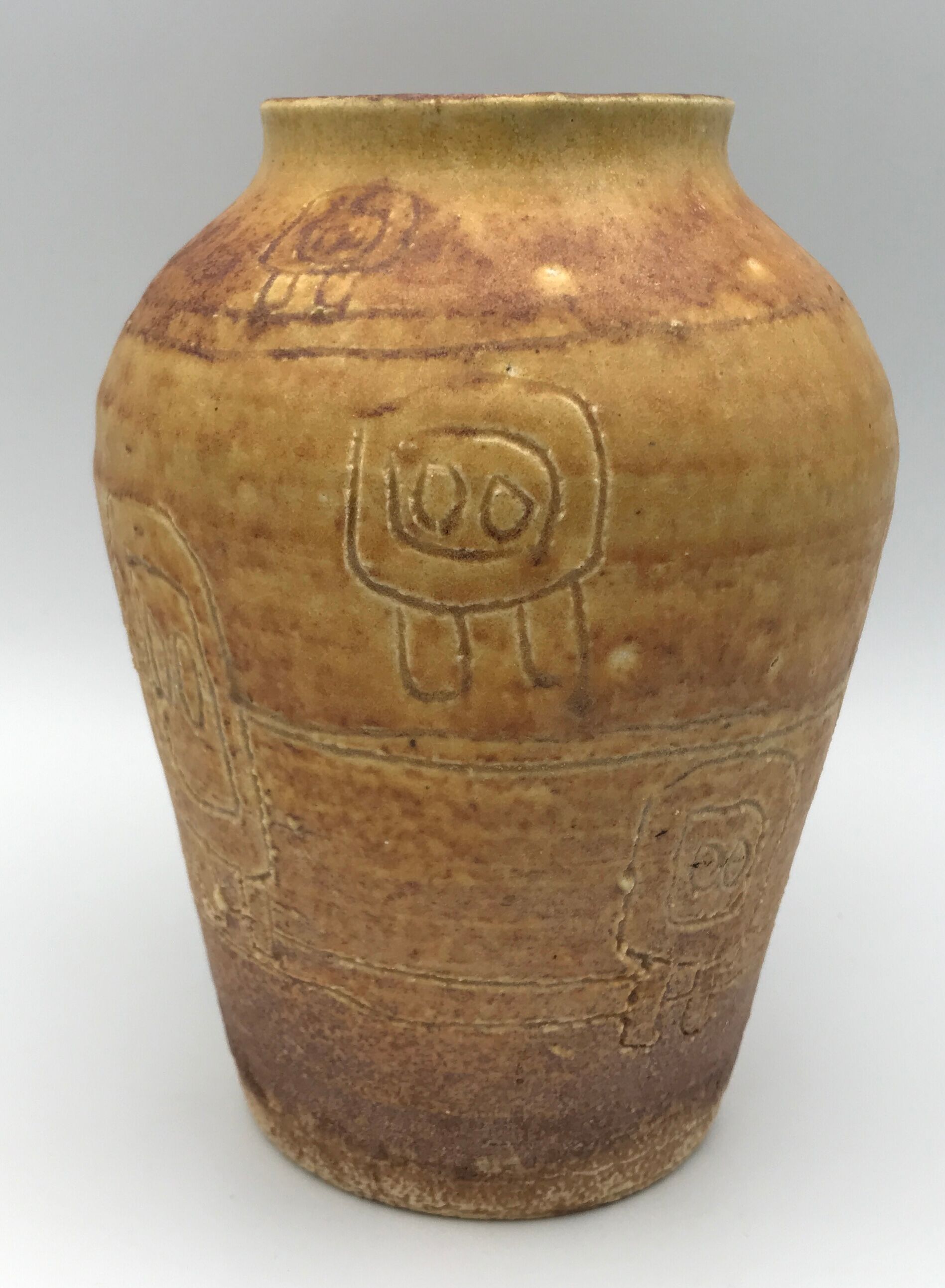 Artistic Vase in Ceramic ACOLAY style Brutalist, vintage, signed Hubert GUY