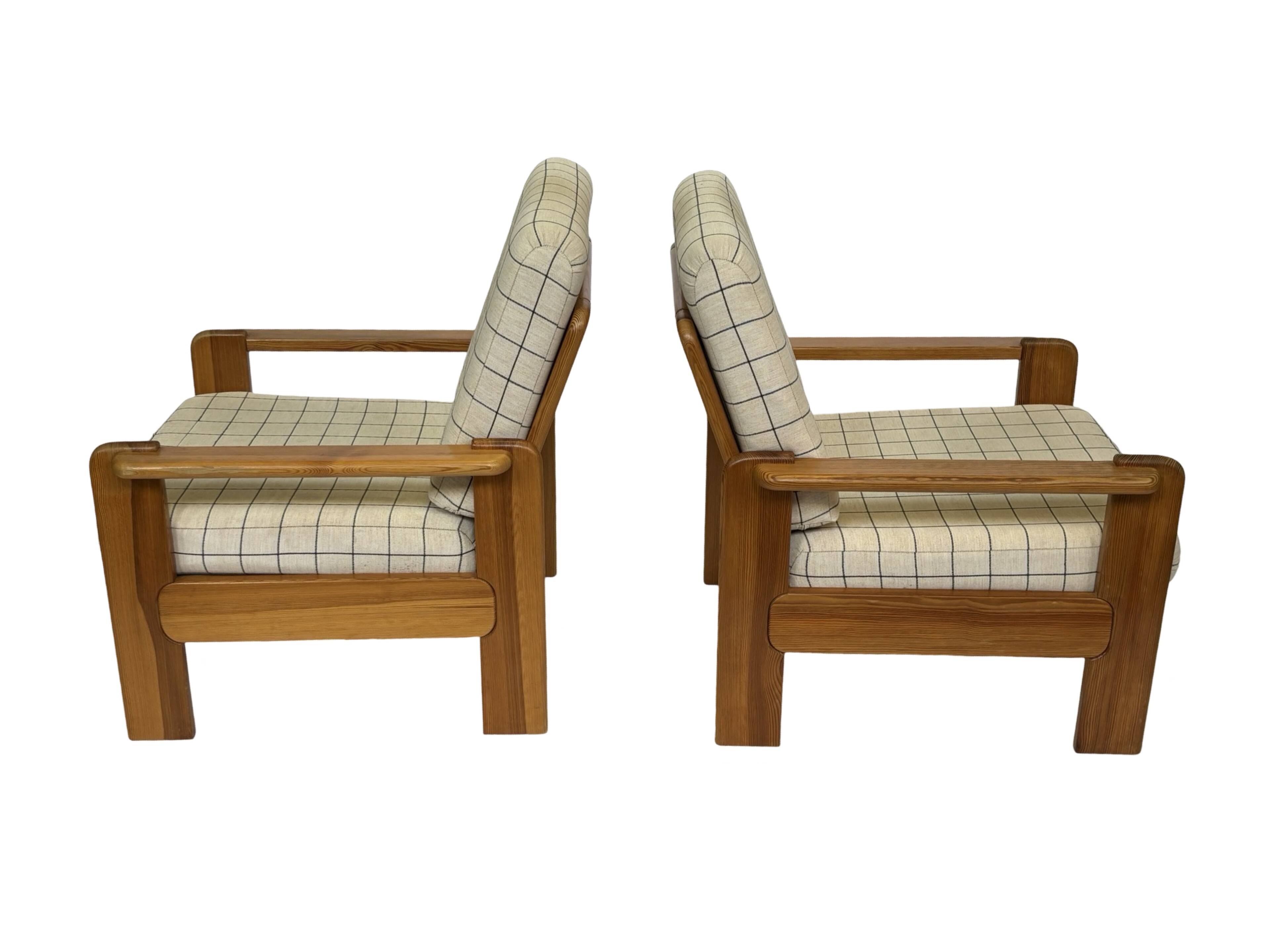 Vintage armchair set of 2 pinewood pine 70s design