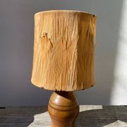 Lampe en céramique marron 1970 et abat jour feuillage