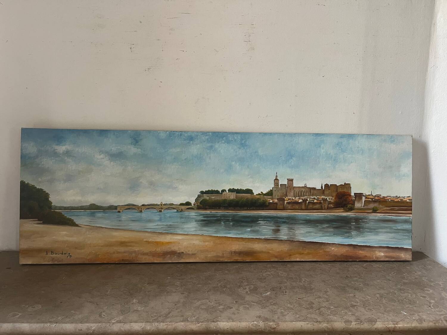 The Avignon Bridge, signed L. Baudoin, 1971