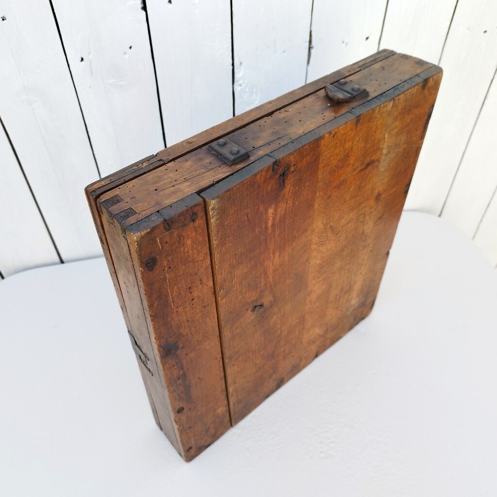 Large wooden box varnished vintage storage