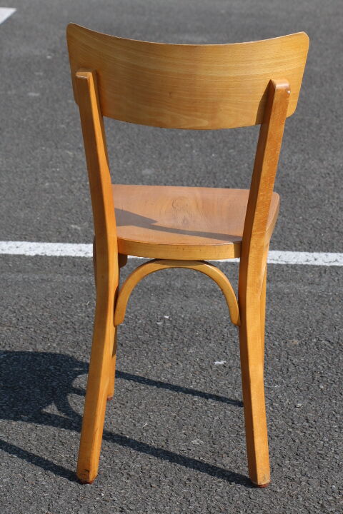 Set of 6 Baumann light beech bistro chairs model N°24