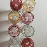 Crystal Colour Verres X8 1970s Vintage Service Engraved 16 cm
