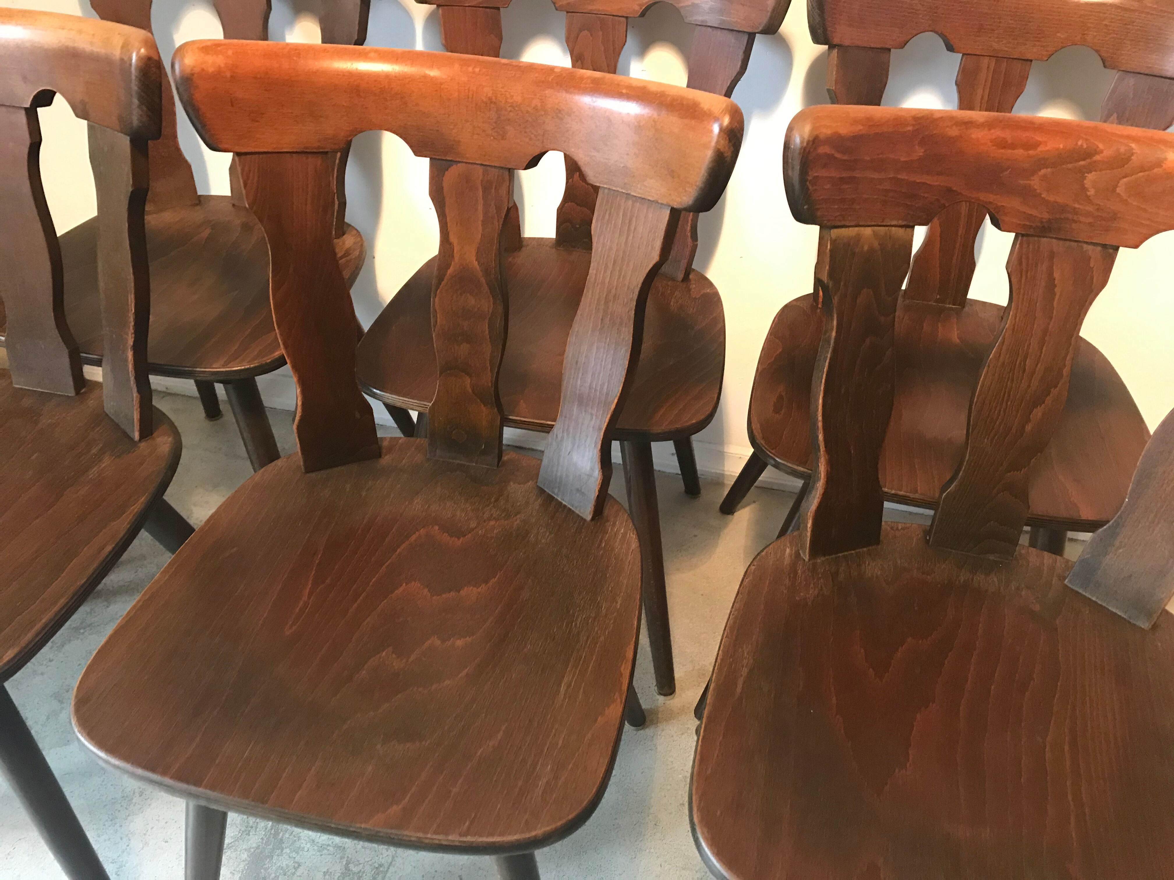Lot of 6 chairs vintage bistro compass feet