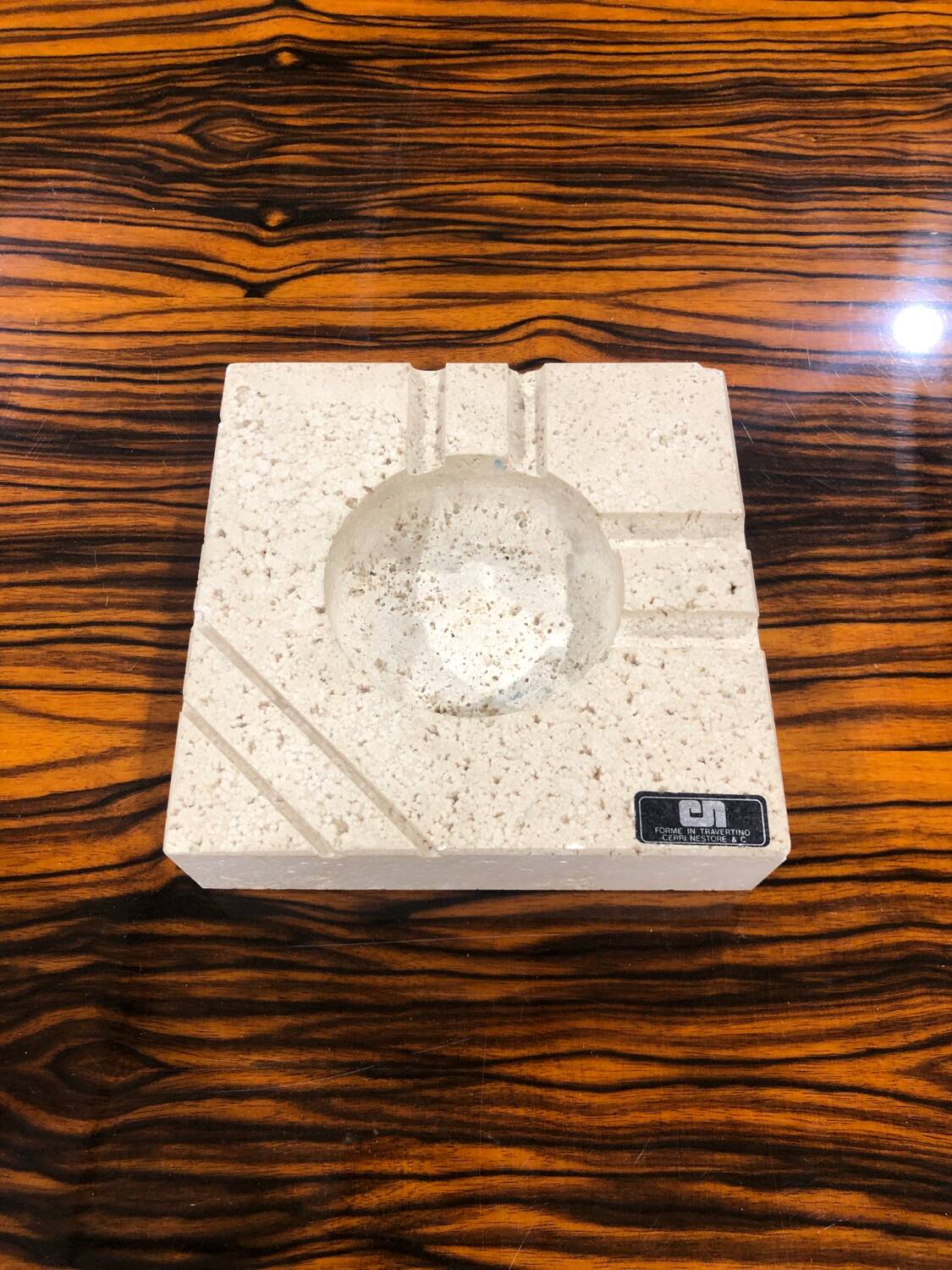 Cendrier en travertin Cerri Nestore Italy 1980