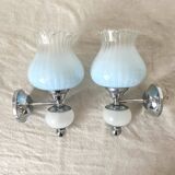 Pair of vintage glass tulip wall lights