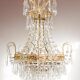 Swedish Gustavian style brass chandelier and 500 pendants circa 1960