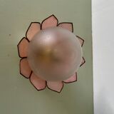 Vintage pink mother-of-pearl wall lamp with frosted glass globe
