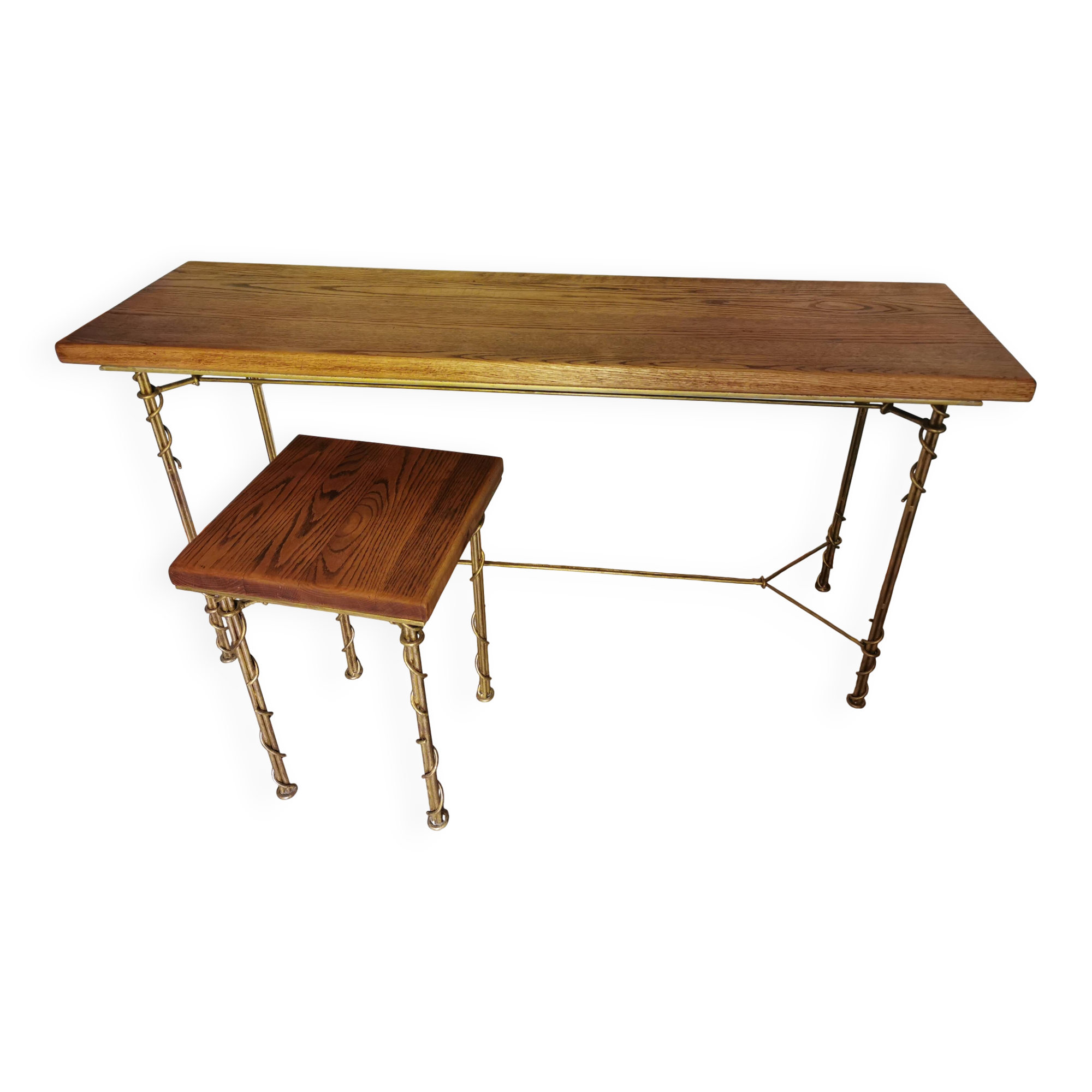 Console et table d'appoint en fer forgé imitant le lierre