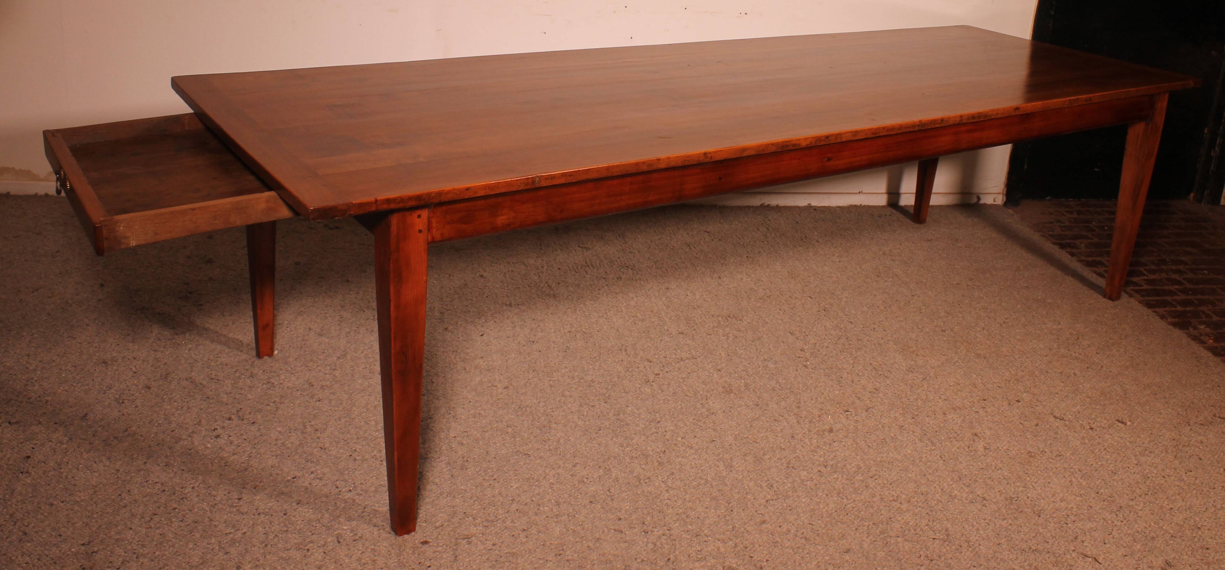19th Century Cherry Wood Refectory Table 3m00